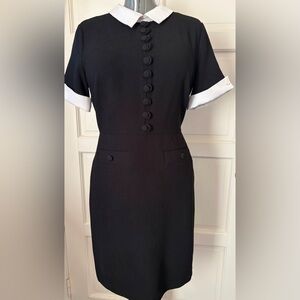Karl Lagerfeld Black Midi Dress with White Collar and Cuff Detail